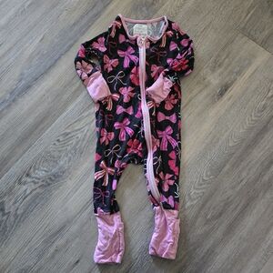 Black And Pink Ribbon Bamboo 6-9months  Zippy